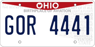 OH license plate GOR4441
