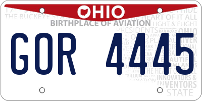 OH license plate GOR4445