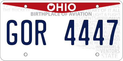 OH license plate GOR4447