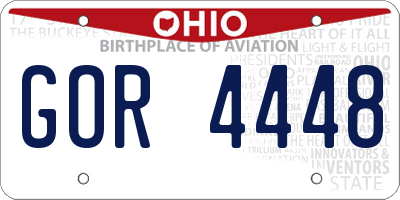 OH license plate GOR4448