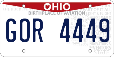 OH license plate GOR4449