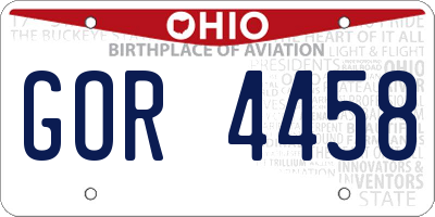 OH license plate GOR4458
