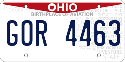 OH license plate GOR4463