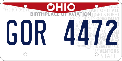 OH license plate GOR4472