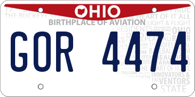 OH license plate GOR4474