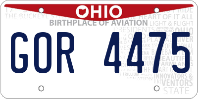 OH license plate GOR4475