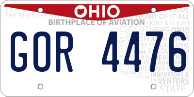 OH license plate GOR4476