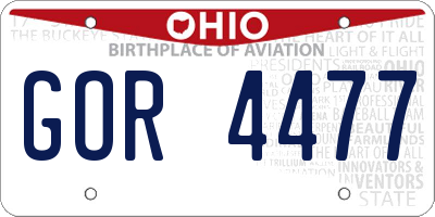 OH license plate GOR4477