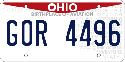 OH license plate GOR4496