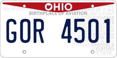 OH license plate GOR4501