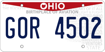 OH license plate GOR4502
