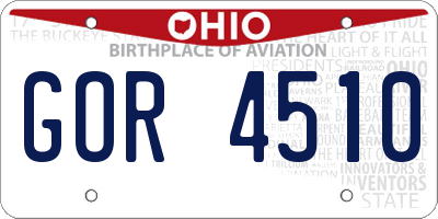 OH license plate GOR4510