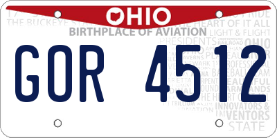 OH license plate GOR4512