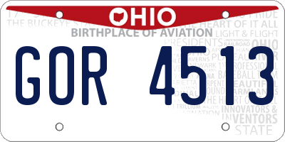 OH license plate GOR4513