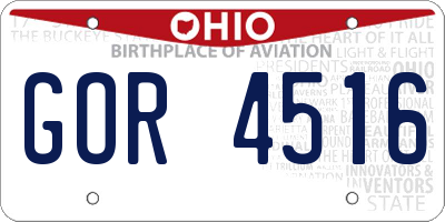 OH license plate GOR4516