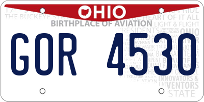 OH license plate GOR4530