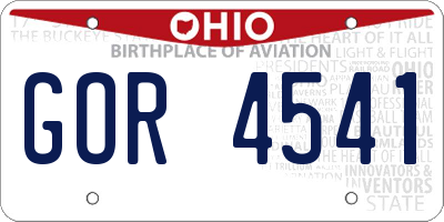 OH license plate GOR4541