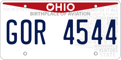 OH license plate GOR4544