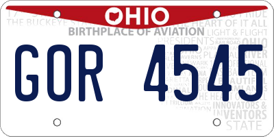 OH license plate GOR4545