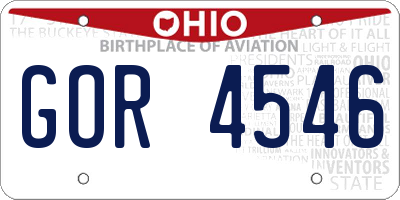 OH license plate GOR4546