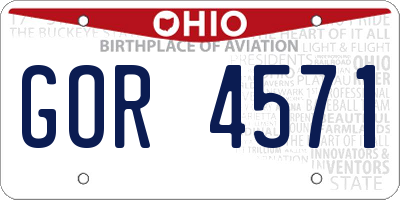 OH license plate GOR4571