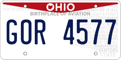 OH license plate GOR4577