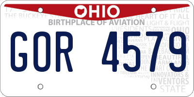 OH license plate GOR4579
