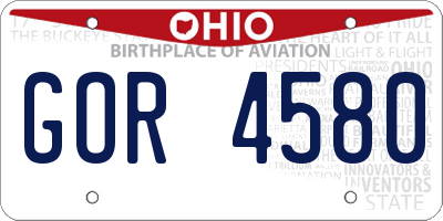 OH license plate GOR4580