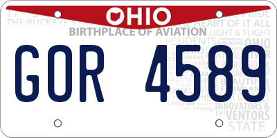 OH license plate GOR4589