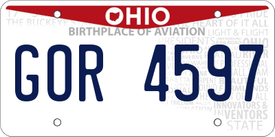 OH license plate GOR4597