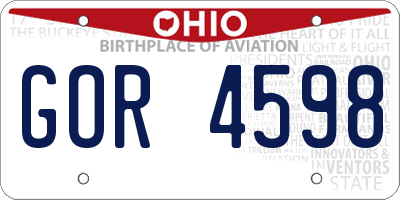 OH license plate GOR4598
