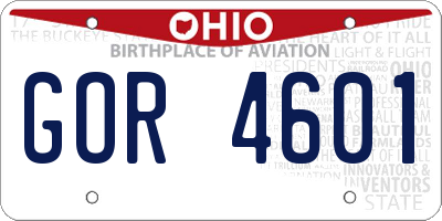 OH license plate GOR4601