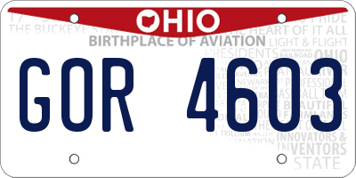 OH license plate GOR4603