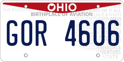 OH license plate GOR4606