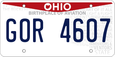 OH license plate GOR4607