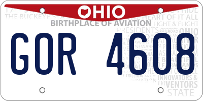 OH license plate GOR4608