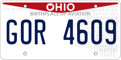 OH license plate GOR4609