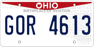 OH license plate GOR4613