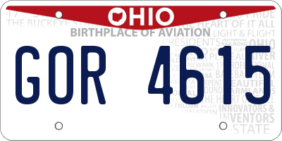 OH license plate GOR4615