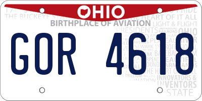 OH license plate GOR4618
