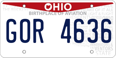 OH license plate GOR4636