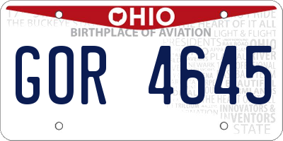 OH license plate GOR4645