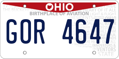 OH license plate GOR4647