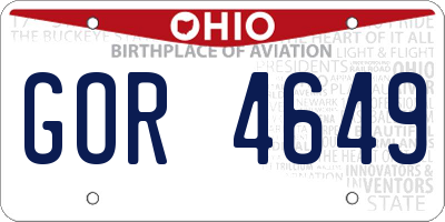 OH license plate GOR4649
