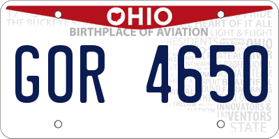 OH license plate GOR4650