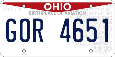 OH license plate GOR4651