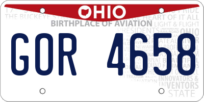 OH license plate GOR4658