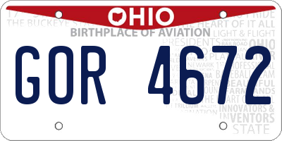 OH license plate GOR4672