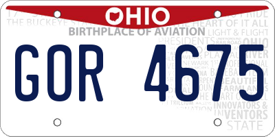 OH license plate GOR4675