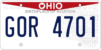 OH license plate GOR4701